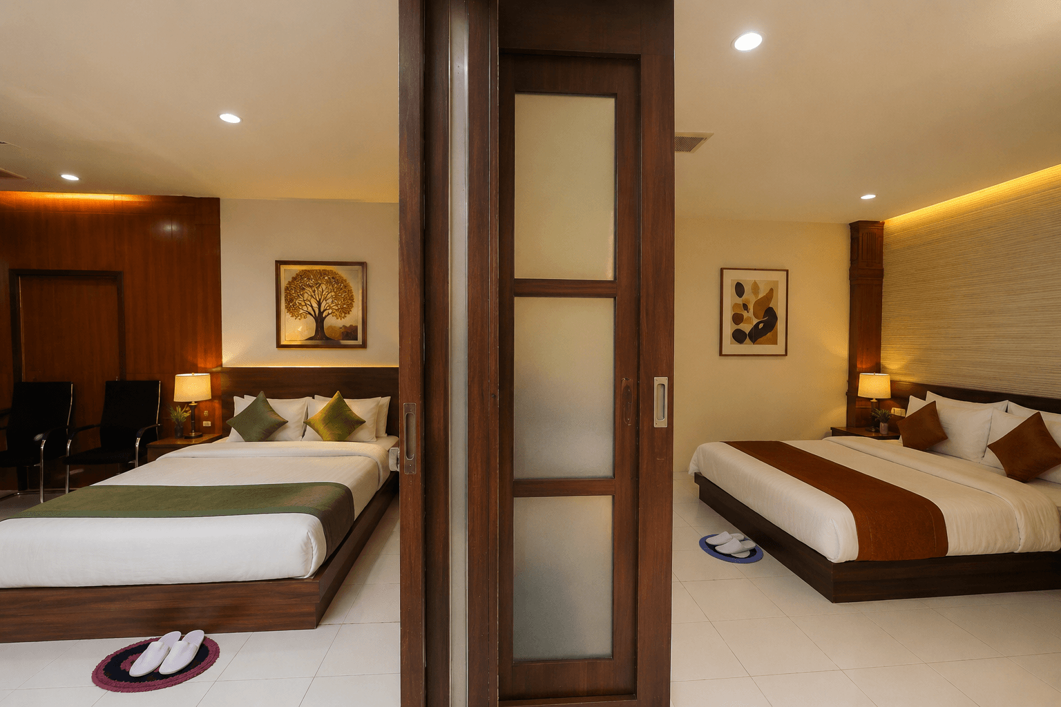 Spacious family room with two beds